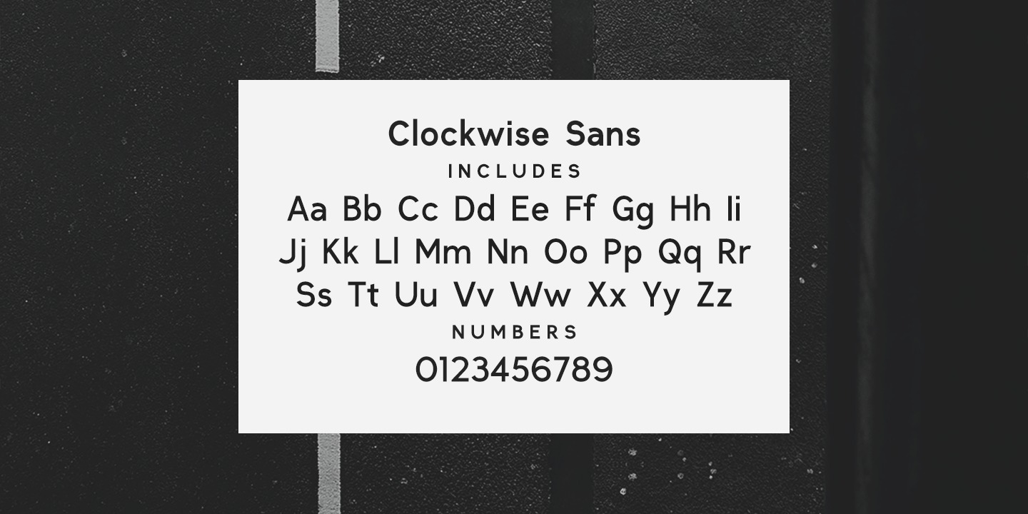 Ejemplo de fuente Clockwise Italic